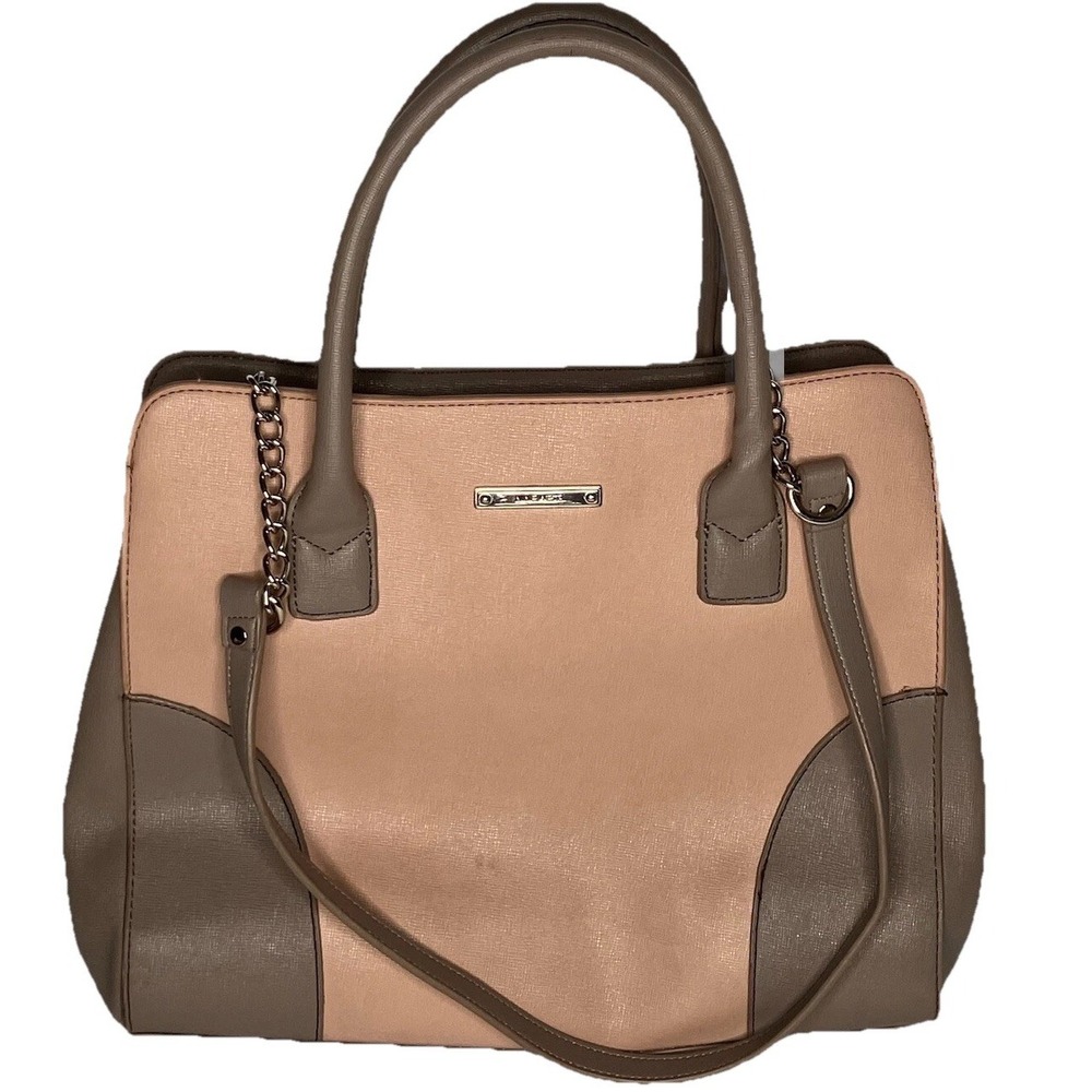 Nine West Pale Pink Gray Purse Tote Bag Shoulder Arm